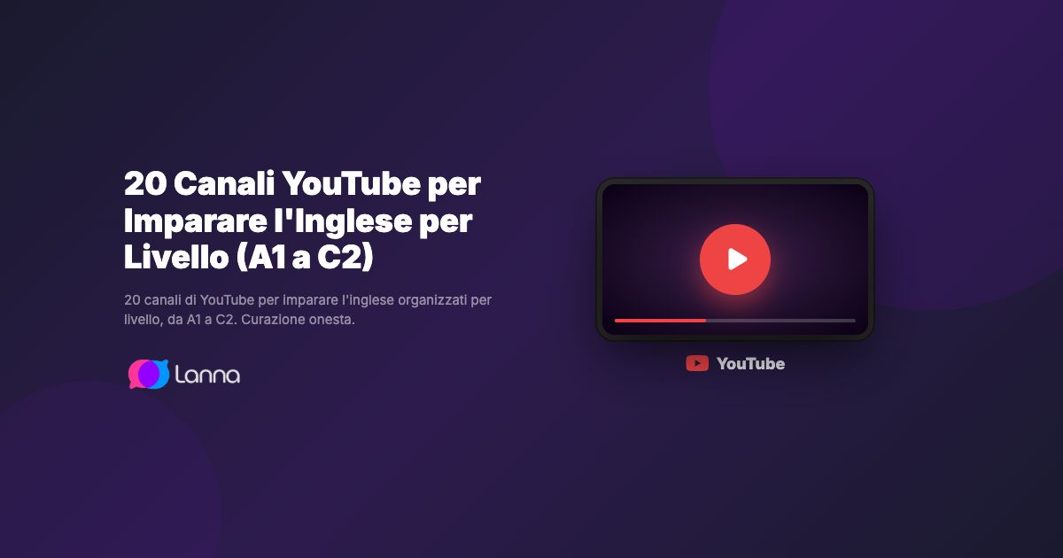 20 Canali YouTube per Imparare l'Inglese per Livello (A1 a C2)