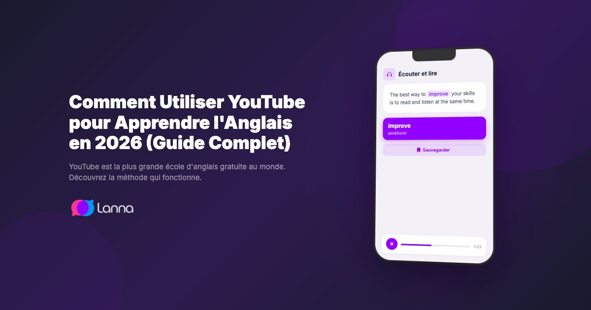 Comment Utiliser YouTube pour Apprendre l'Anglais en 2026 (Guide Complet)