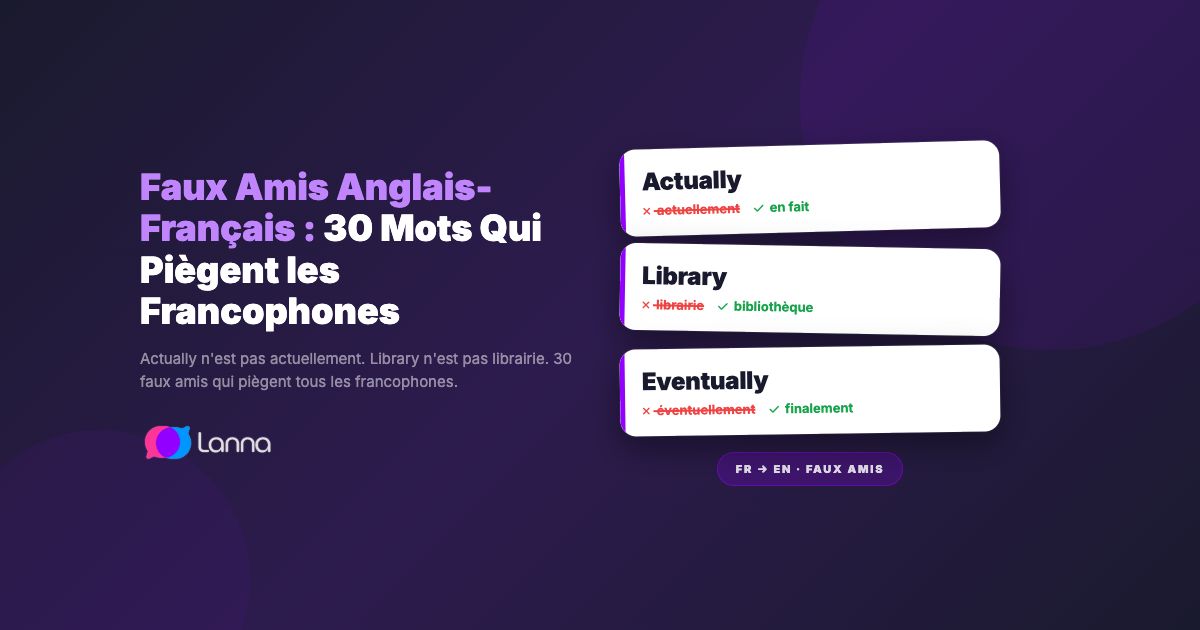 Faux Amis Anglais-Français : 30 Mots Qui Piègent les Francophones